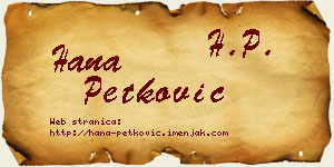 Hana Petković vizit kartica